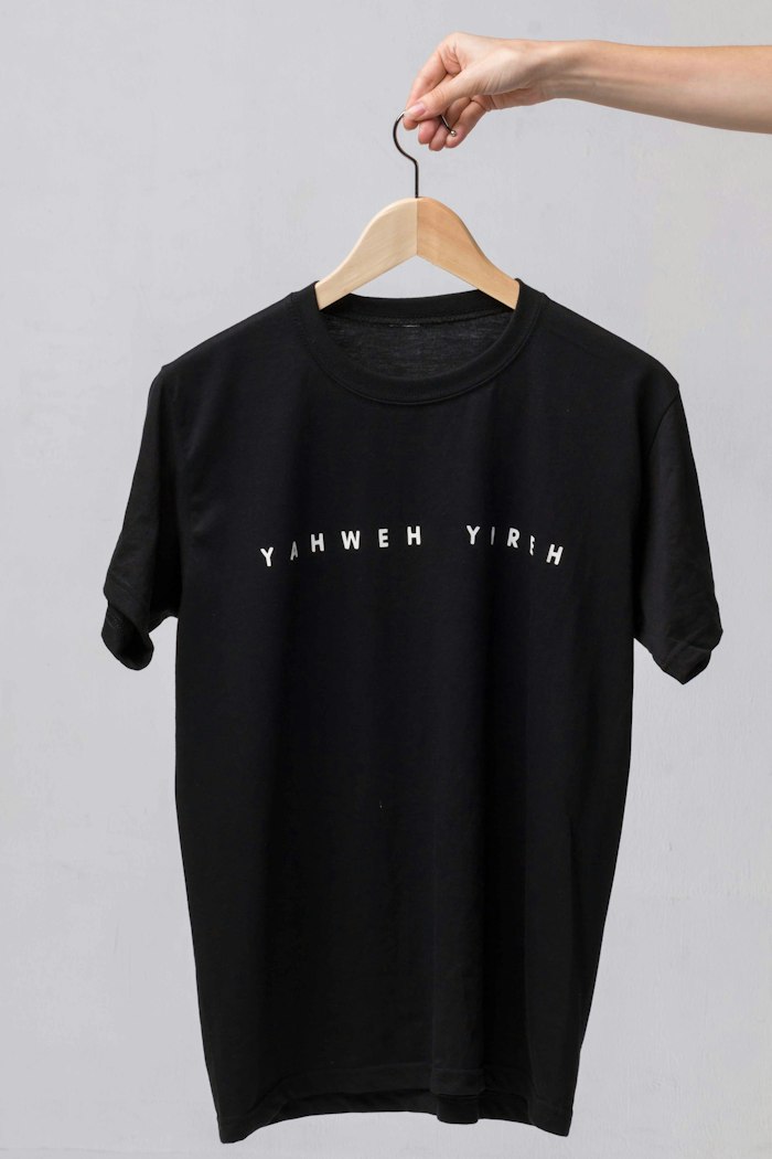 Essential sand tee on model
